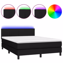 vidaXL Letto a Molle con Materasso e LED Nero 140x200 cm in Tessuto - Vista aggiuntiva 2