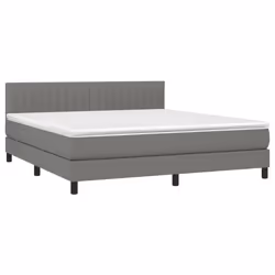 vidaXL Letto a Molle Materasso e LED Grigio Scuro 160x200cm in Tessuto - Vista aggiuntiva 3
