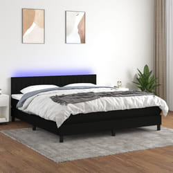 vidaXL Letto a Molle con Materasso e LED Nero 160x200 cm in Tessuto