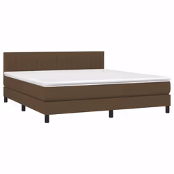 vidaXL Letto a Molle Materasso e LED Marrone Scuro 160x200 cm Tessuto - Vista aggiuntiva 3
