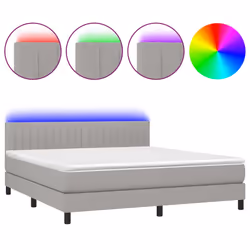 vidaXL Letto a Molle Materasso e LED Grigio Chiaro 180x200 cm Tessuto - Vista aggiuntiva 2