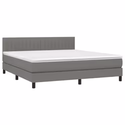 vidaXL Letto a Molle Materasso e LED Grigio Scuro 180x200cm in Tessuto - Vista aggiuntiva 3
