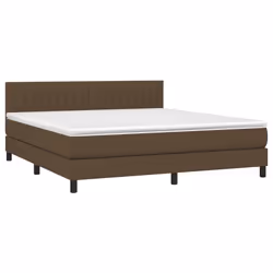 vidaXL Letto a Molle Materasso e LED MarroneScuro 180x200cm in Tessuto - Vista aggiuntiva 3