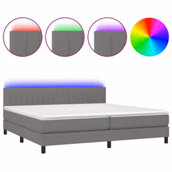 vidaXL Letto a Molle Materasso e LED Grigio Scuro 200x200cm in Tessuto - Vista aggiuntiva 2