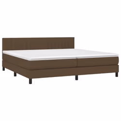 vidaXL Letto a Molle Materasso e LED Marronescuro 200x200cm in Tessuto - Vista aggiuntiva 3