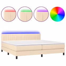 vidaXL Letto a Molle Materasso e LED bianco 200x200cm in Tessuto - Vista aggiuntiva 2