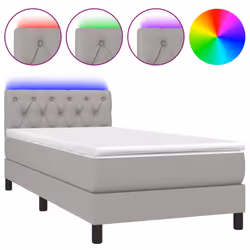 vidaXL Letto a Molle Materasso e LED Grigio Chiaro 80x200 cm Tessuto - Vista aggiuntiva 2
