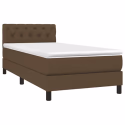 vidaXL Letto a Molle Materasso e LED Marrone Scuro 80x200cm in Tessuto - Vista aggiuntiva 3