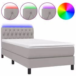 Letto a Molle Materasso e LED Grigio Chiaro 90x190 cm Tessutocod mxl 74799 - Vista aggiuntiva 2