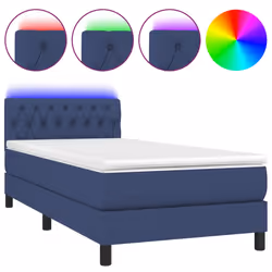 vidaXL Letto a Molle con Materasso e LED Blu 90x200 cm in Tessuto - Vista aggiuntiva 2