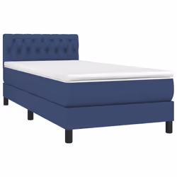 vidaXL Letto a Molle con Materasso e LED Blu 90x200 cm in Tessuto - Vista aggiuntiva 3