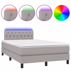 vidaXL Letto a Molle Materasso e LED Grigio Chiaro 120x200 cm Tessuto - Vista aggiuntiva 2