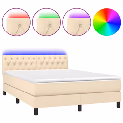 Letto a Molle con Materasso e LED Crema 140x190 cm in Tessutocod mxl 98800 - Vista aggiuntiva 2