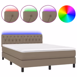 vidaXL Letto a Molle con Materasso e LED Tortora 140x200 cm in Tessuto - Vista aggiuntiva 2