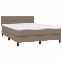 vidaXL Letto a Molle con Materasso e LED Tortora 140x200 cm in Tessuto - Vista aggiuntiva 3