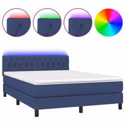 vidaXL Letto a Molle con Materasso e LED Blu 140x200 cm in Tessuto - Vista aggiuntiva 2
