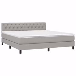 vidaXL Letto a Molle Materasso e LED Grigio Chiaro 160x200 cm Tessuto - Vista aggiuntiva 3