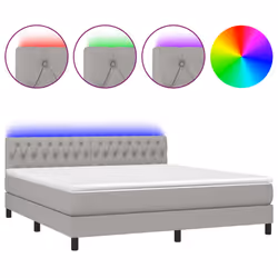 vidaXL Letto a Molle Materasso e LED Grigio Chiaro 180x200 cm Tessuto - Vista aggiuntiva 2