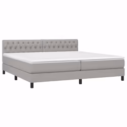 vidaXL Letto a Molle Materasso e LED Grigio Chiaro 200x200 cm Tessuto - Vista aggiuntiva 3