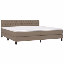 vidaXL Letto a Molle Materasso e LED tortora 200x200cm in Tessuto - Vista aggiuntiva 3