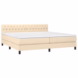 vidaXL Letto a Molle Materasso e LED bianco 200x200cm in Tessuto - Vista aggiuntiva 3