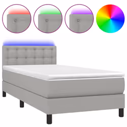 vidaXL Letto a Molle Materasso e LED Grigio Chiaro 80x200 cm Tessuto - Vista aggiuntiva 2