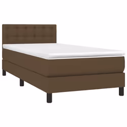 vidaXL Letto a Molle Materasso e LED Marrone Scuro 80x200cm in Tessuto - Vista aggiuntiva 3