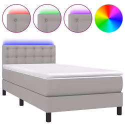 vidaXL Letto a Molle Materasso e LED Grigio Chiaro 90x200 cm Tessuto - Vista aggiuntiva 2