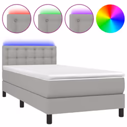 Letto a Molle Materasso e LED Grigio Chiaro 100x200 cm Tessutocod mxl 74804