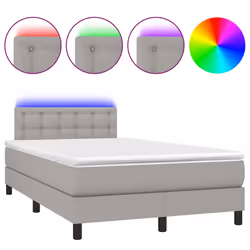 vidaXL Letto a Molle Materasso e LED Grigio Chiaro 120x200 cm Tessuto - Vista aggiuntiva 2
