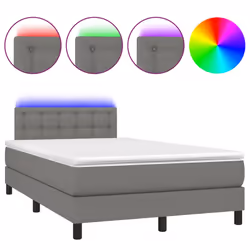 vidaXL Letto a Molle Materasso e LED Grigio Scuro 120x200cm in Tessuto - Vista aggiuntiva 2