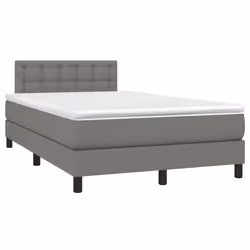 vidaXL Letto a Molle Materasso e LED Grigio Scuro 120x200cm in Tessuto - Vista aggiuntiva 3