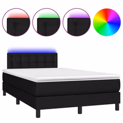 vidaXL Letto a Molle con Materasso e LED Nero 120x200cm in Tessuto - Vista aggiuntiva 2