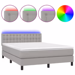 Letto a Molle Materasso e LED Grigio Chiaro 140x190 cm Tessutocod mxl 122730 - Vista aggiuntiva 2
