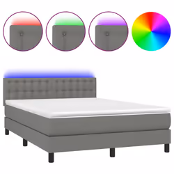 Letto a Molle Materasso e LED Grigio Scuro 140x190cm in Tessutocod mxl 74805 - Vista aggiuntiva 2
