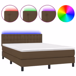 Letto a Molle Materasso e LED MarroneScuro 140x190cm in Tessutocod mxl 74806 - Vista aggiuntiva 2