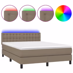 Letto a Molle con Materasso e LED Tortora 140x190 cm in Tessutocod mxl 103738 - Vista aggiuntiva 2