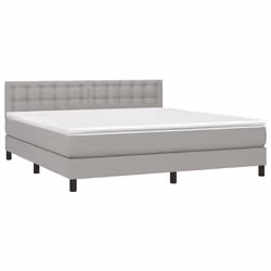 vidaXL Letto a Molle Materasso e LED Grigio Chiaro 160x200 cm Tessuto - Vista aggiuntiva 3