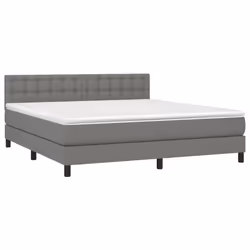 vidaXL Letto a Molle Materasso e LED Grigio Scuro 160x200cm in Tessuto - Vista aggiuntiva 3