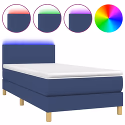 vidaXL Letto a Molle con Materasso e LED Blu 80x200 cm in Tessuto - Vista aggiuntiva 2