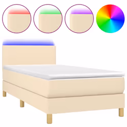 Letto a Molle con Materasso e LED Crema 90x190 cm in Tessutocod mxl 98810 - Vista aggiuntiva 2