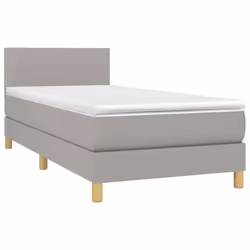 vidaXL Letto a Molle Materasso e LED Grigio Chiaro 90x200 cm Tessuto - Vista aggiuntiva 3