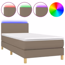 vidaXL Letto a Molle con Materasso e LED Tortora 90x200 cm in Tessuto - Vista aggiuntiva 2