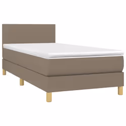 vidaXL Letto a Molle con Materasso e LED Tortora 90x200 cm in Tessuto - Vista aggiuntiva 3