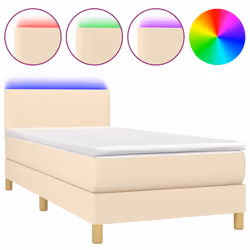 Letto a Molle con Materasso e LED Crema 100x200cm in Tessutocod mxl 122736 - Vista aggiuntiva 2