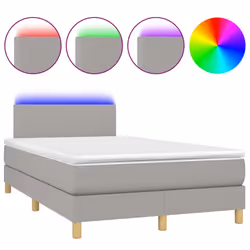 vidaXL Letto a Molle Materasso e LED Grigio Chiaro 120x200 cm Tessuto - Vista aggiuntiva 2