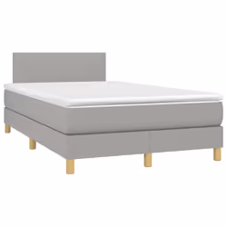 vidaXL Letto a Molle Materasso e LED Grigio Chiaro 120x200 cm Tessuto - Vista aggiuntiva 3