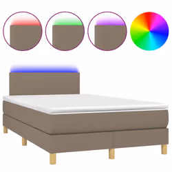 vidaXL Letto a Molle con Materasso e LED Tortora 120x200cm in Tessuto - Vista aggiuntiva 2