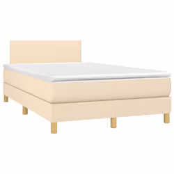 vidaXL Letto a Molle con Materasso e LED Crema 120x200cm in Tessuto - Vista aggiuntiva 3