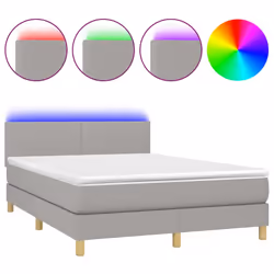 Letto a Molle Materasso e LED Grigio Chiaro 140x190 cm Tessutocod mxl 74817 - Vista aggiuntiva 2